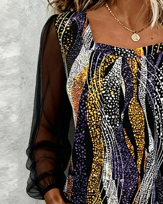 Modieuze Langmouwige Gedrukte Top