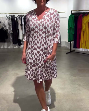 Jurk Staande Kraag Mijlange Geprint