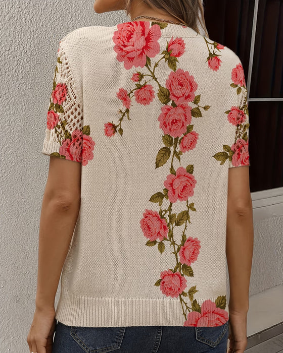 Pullover Geprint Uitgesneden V-hals