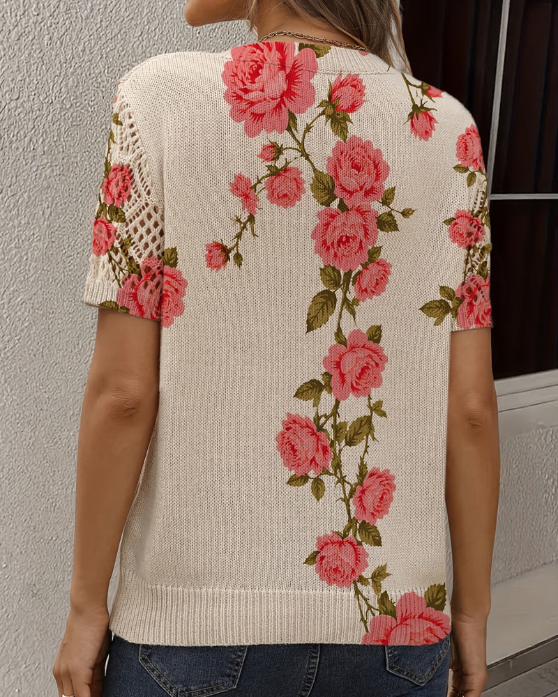 Pullover Geprint Uitgesneden V-hals
