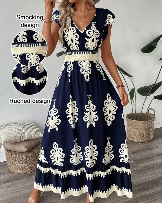 Casual Jurk V-Hals Met Print