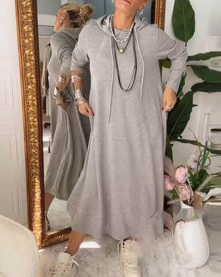 Jurk In Effen Kleur Met Capuchon