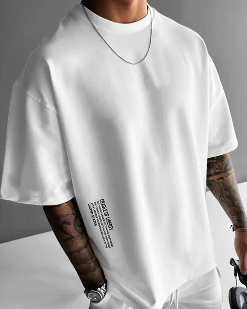 Heren T-Shirt Loose Fit Drop Schouder Casual