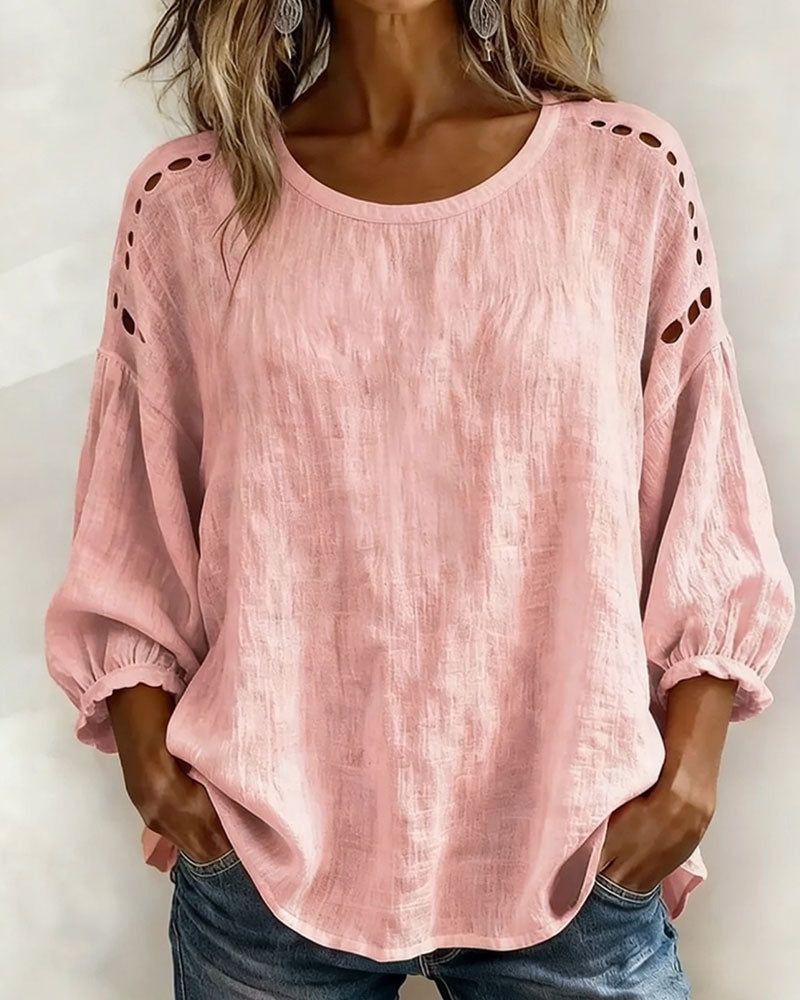 Blouse Uitgesneden Katoen En Linnen