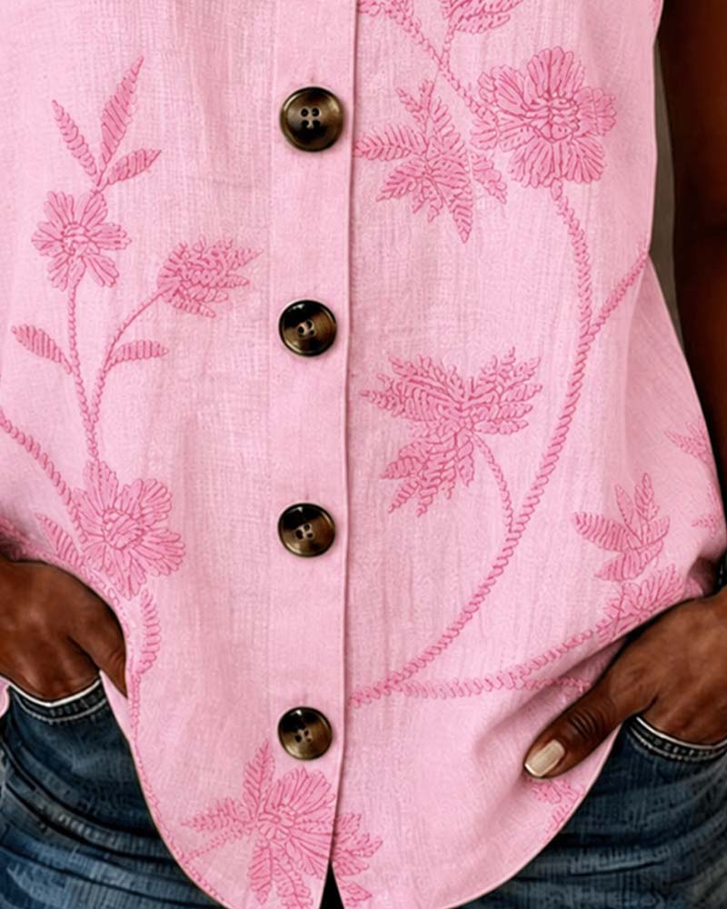 Tank Top Bloemen Camisole Metalen Ring