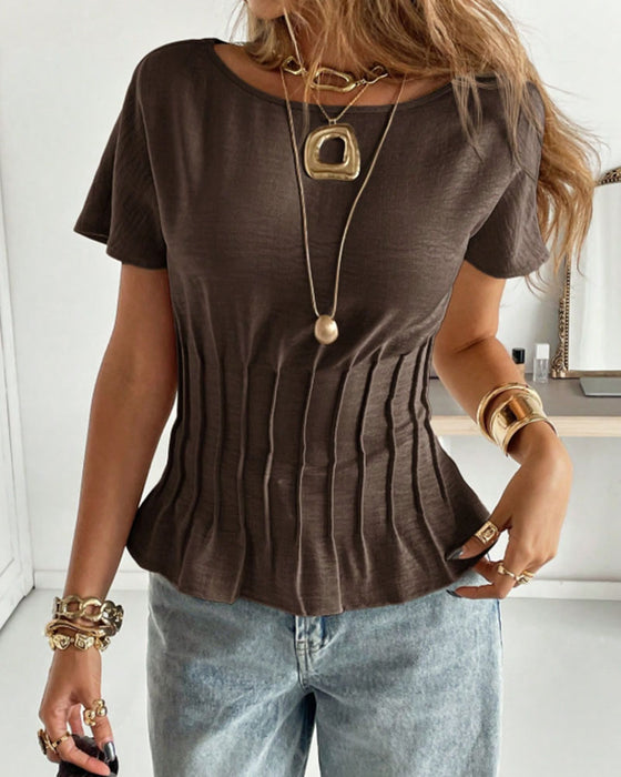 Blouse Geplooid Korte Mouw