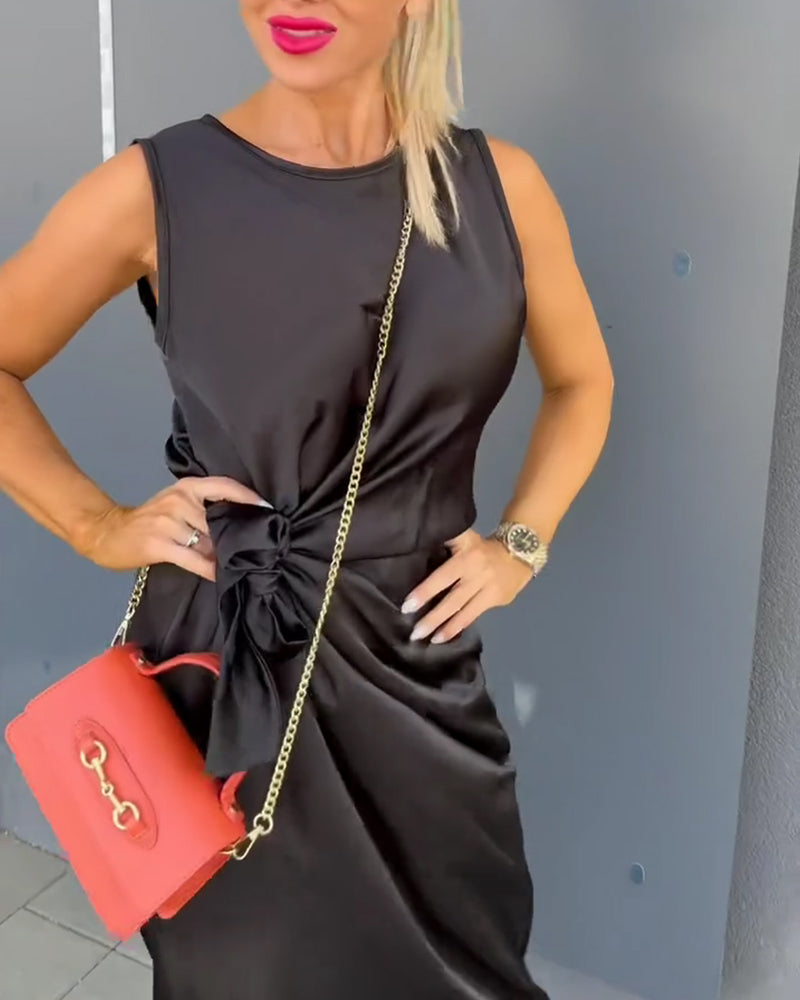 Jurk Mouwloos Getailleerde Taille Effen
