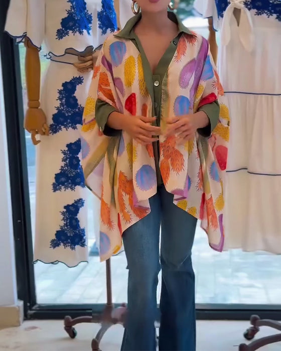 Blouse casual bedrukt los