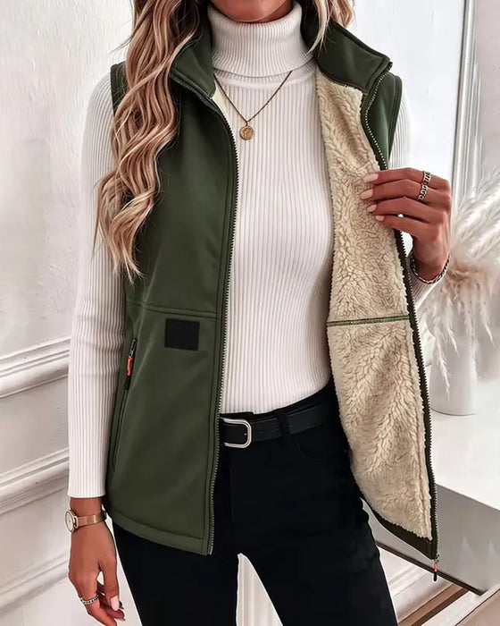 Cardigan Gevoerd Polar Fleece Open Voorzijde