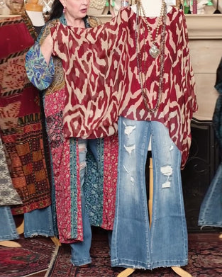 Blouse Vleermuismouw Print Lange Mouw