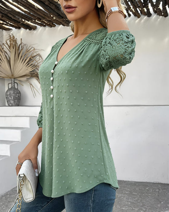 Blouse Kant Patchwork 3D Bloemen