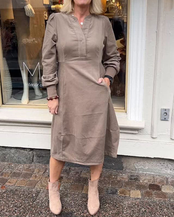 Casual Retro Long Sleeve Dress