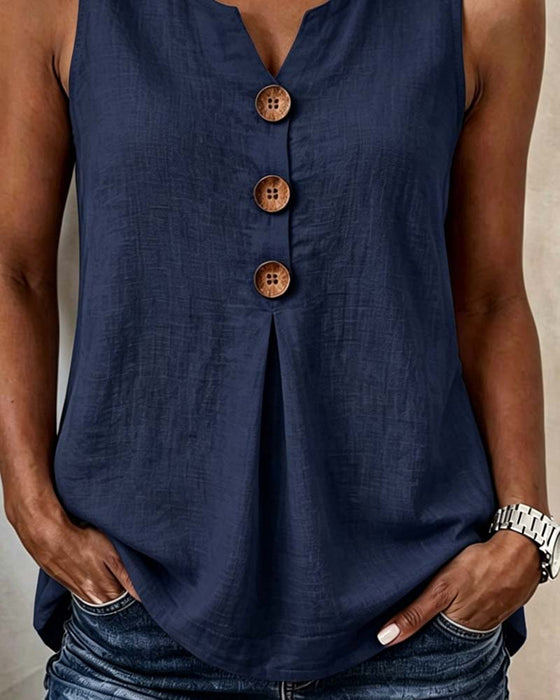 Tanktop Drieknoops Mouwloos Effen