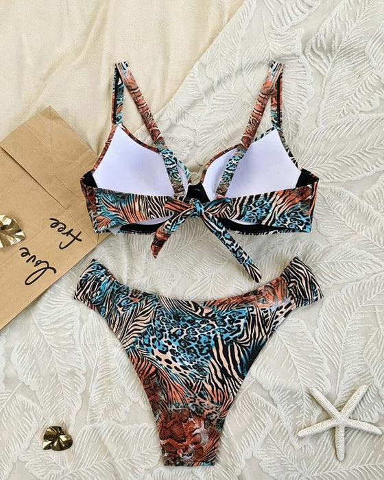 Bikini Luipaard Print Kleurblok Bandjes