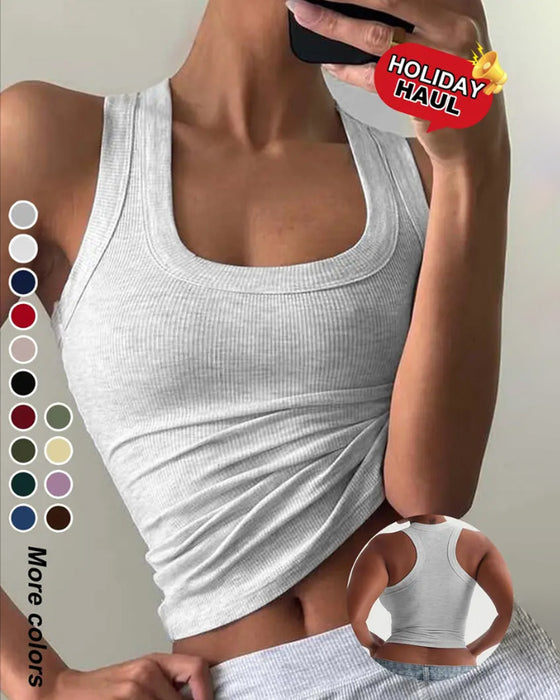Tanktop U-Vormige Vierkante Halslijn Slim-Fit
