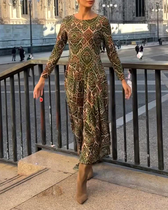 Jurk Fashion Retro Gedrukt Split