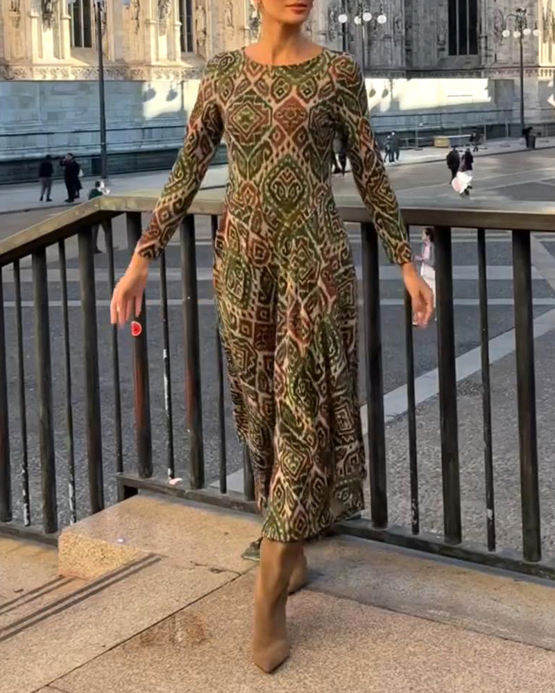 Jurk Fashion Retro Gedrukt Split