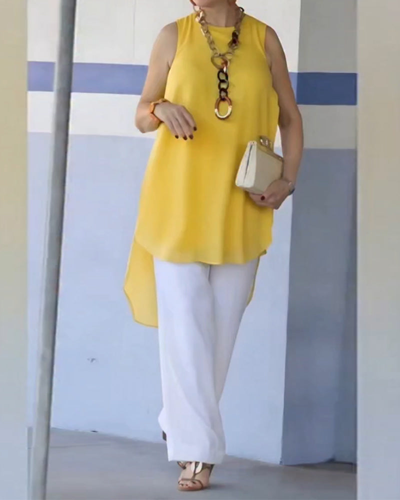 Blouse Mouwloos Asymmetrisch Vloeiend