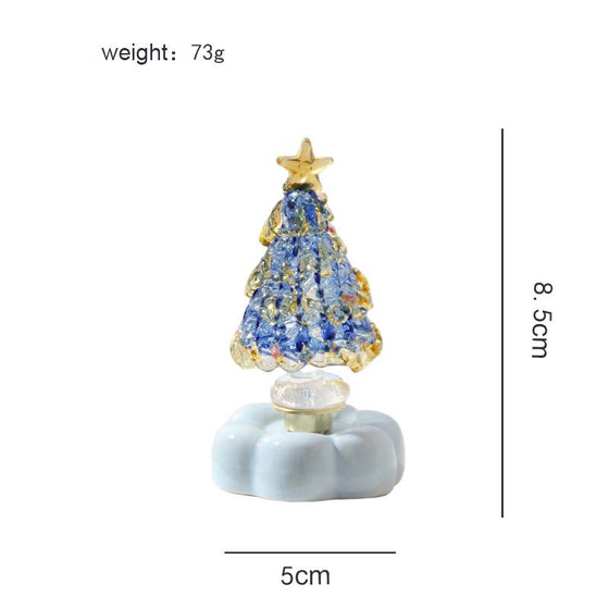 Glazen Kerstboom Met Roterende Keramieken Basis