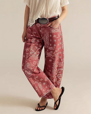 Jeans Losse Pasvorm Print Middenrijzing