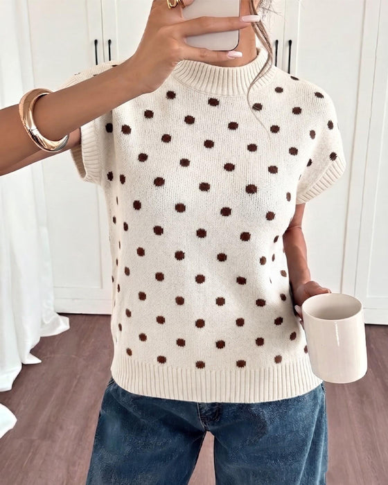 Pullover Turtleneck Gestippeld Korte Mouw