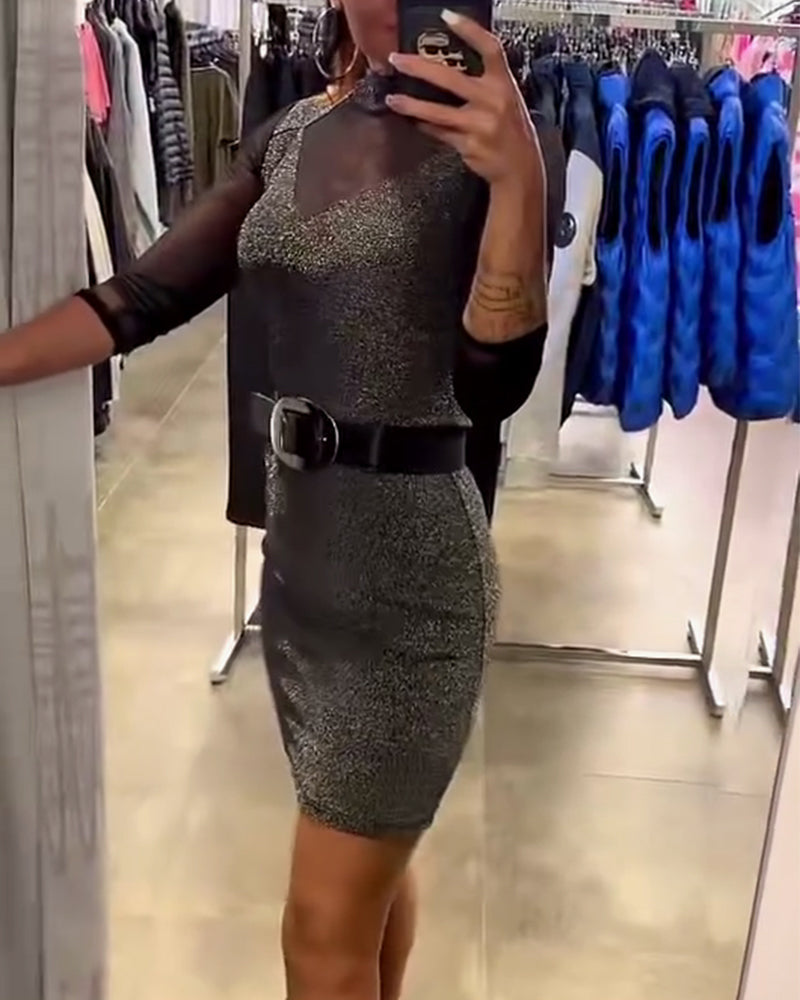 Elegante Effen Langmouwige Jurk