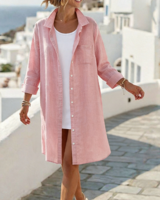 Jurk Rever Knoop Lang Shirt