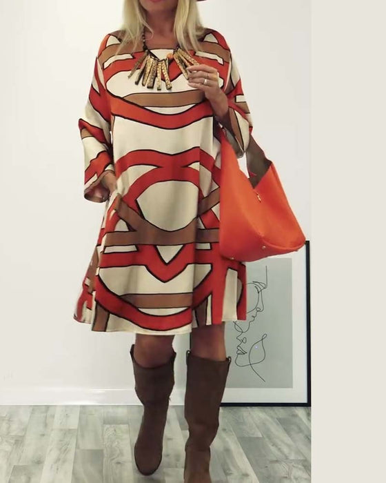 Jurk met ronde hals en print