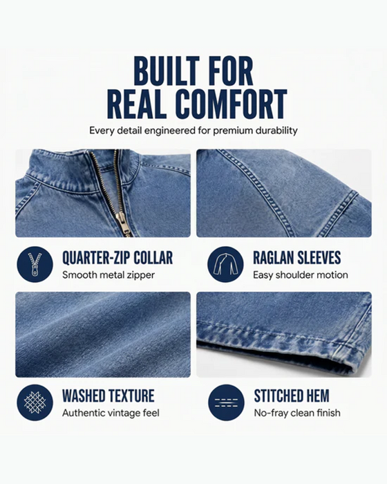 Overhemd Met Washed Look En Rits Korte Mouw