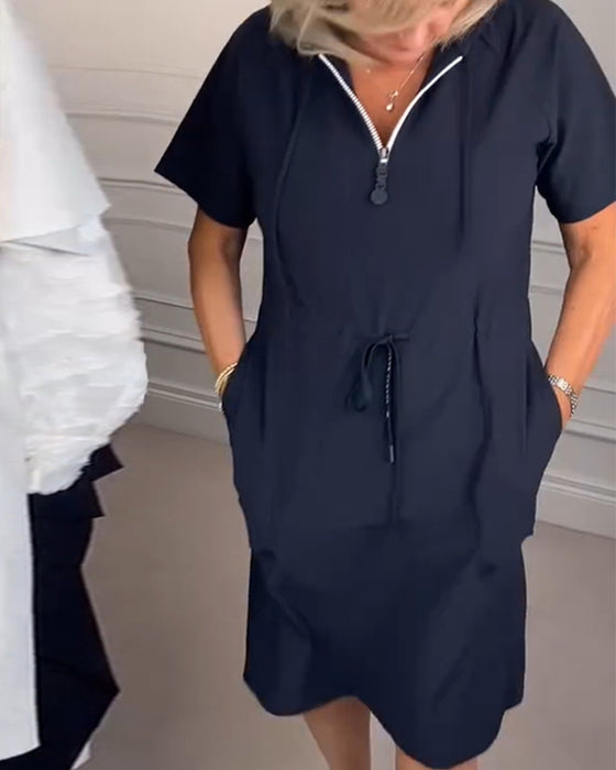 Jurk Met Capuchon En Half Rits Sport