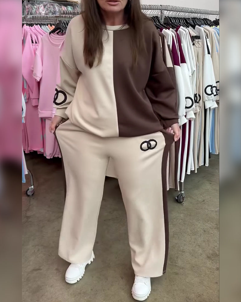 Set Contrastkleur Casual Sweatshirt