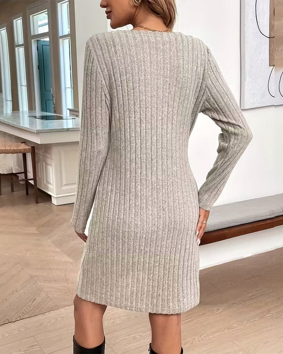 Set Met Geribde Cardigan Vestjurk