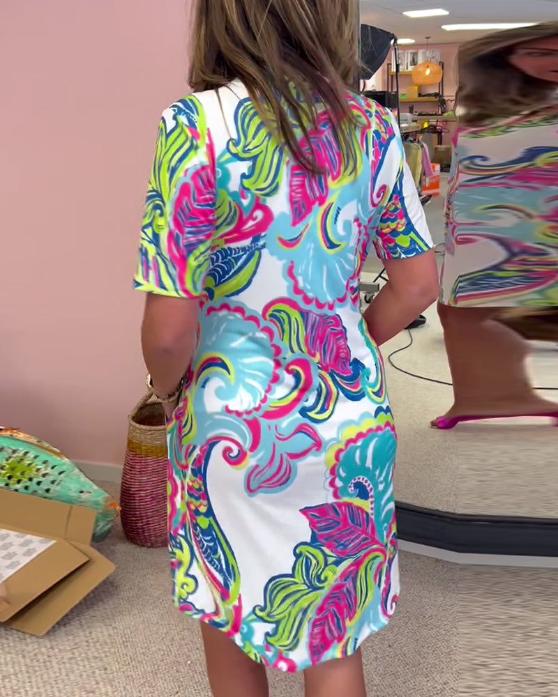Slim-fit jurk met print