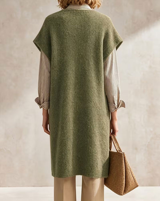 Trui Jurk Effen Kleur V-hals