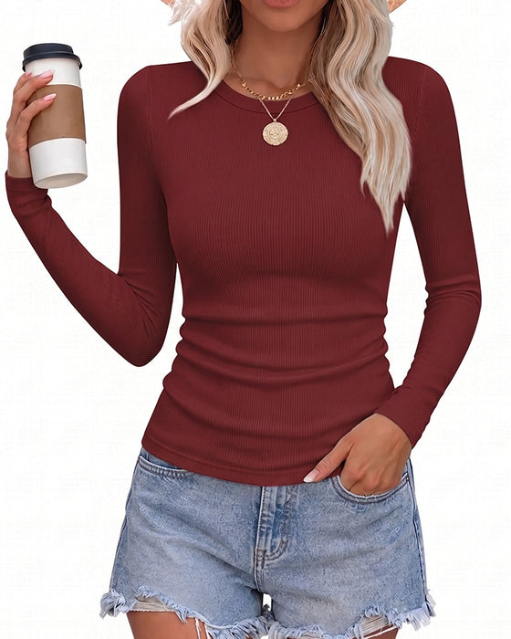 Top Slim Fit Lange Mouw Ronde Hals