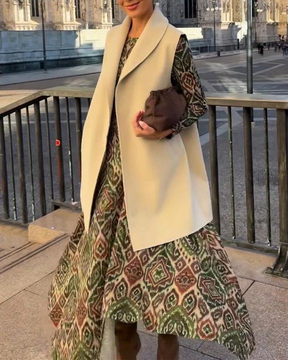 Jurk Fashion Retro Gedrukt Split