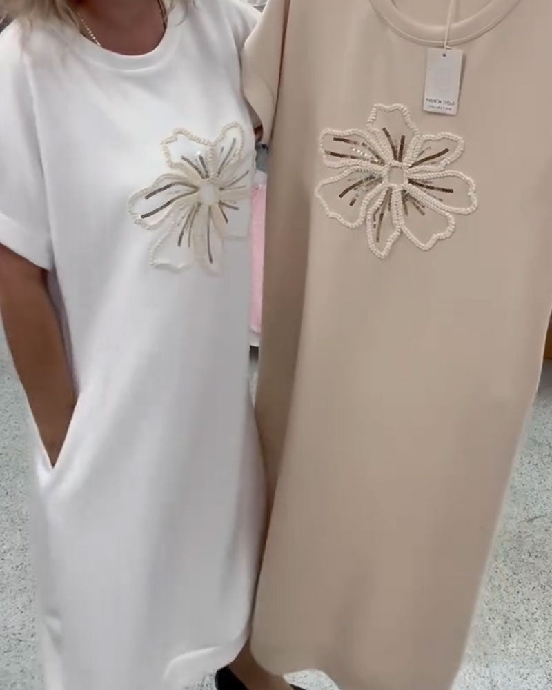 Jurk Paillet Geborduurd Casual