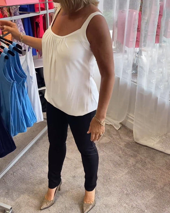 Set Casual mouwloze top met plooi en effen kleur