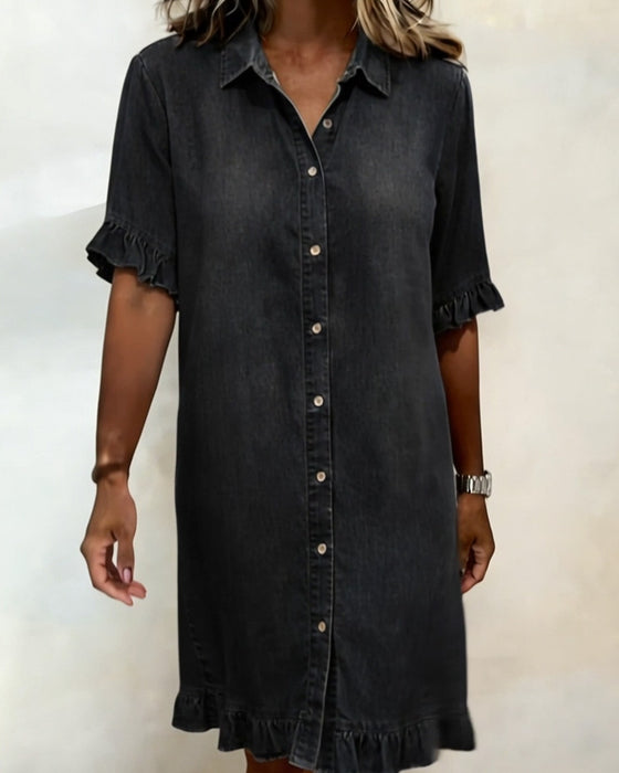 Denimblousejurk Met Ruches