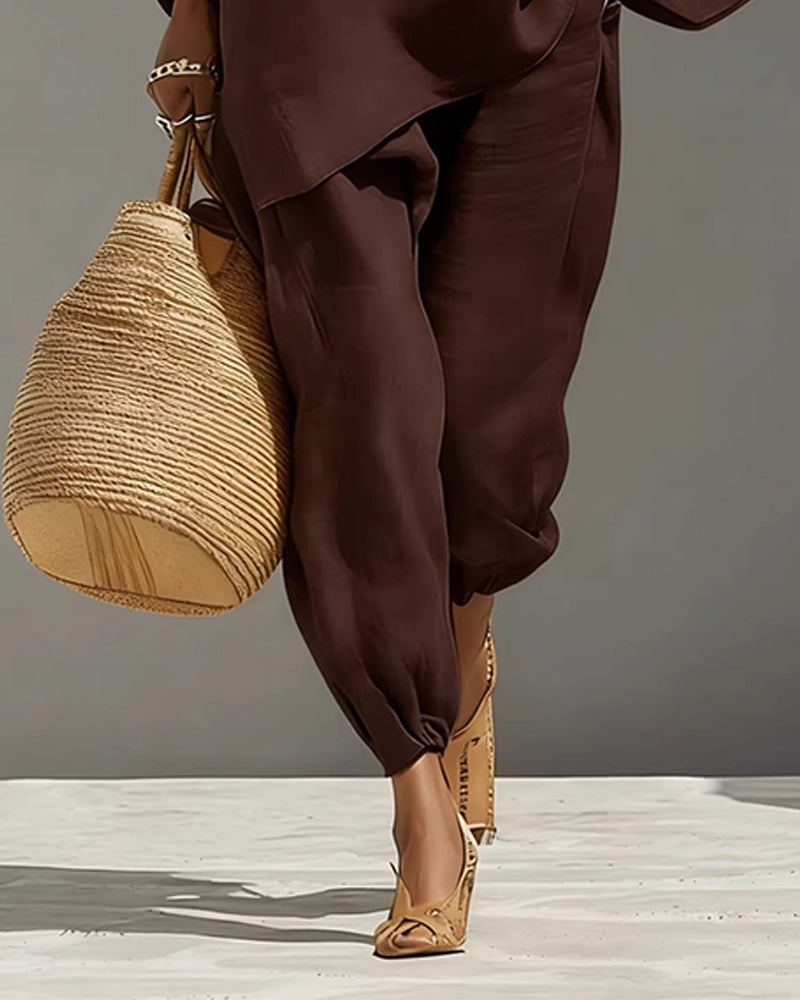 Set V-Hals Ontspannen Mouw Casual