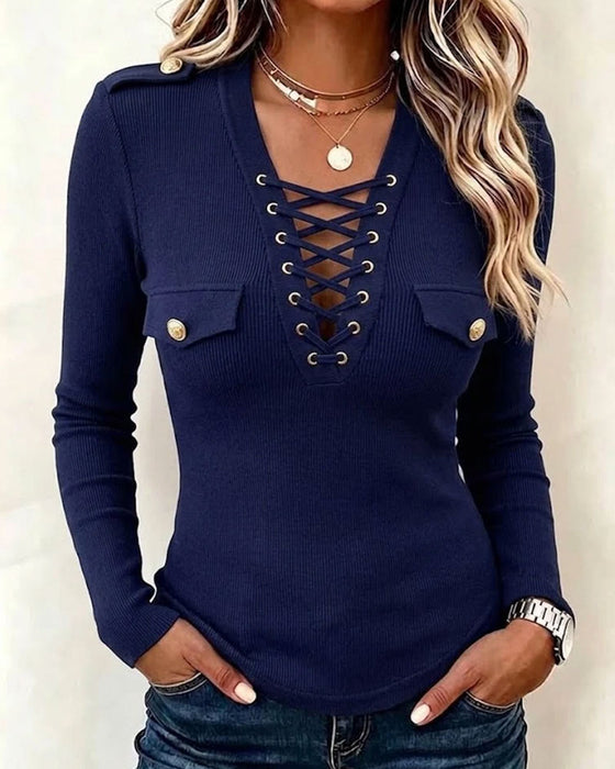 Top V-Hals Strik Casual