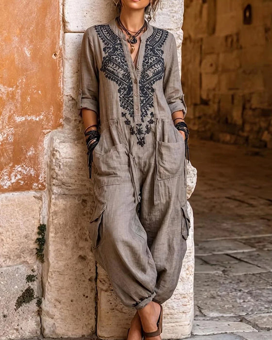 Jumpsuit Bedrukt Tapered-Leg Cargo
