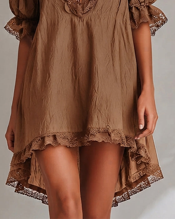 Jurk Kant Patchwork Asymmetrisch