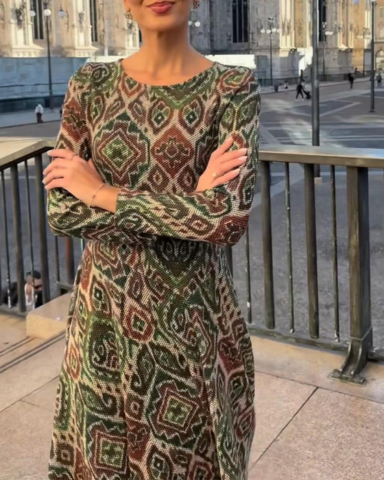 Jurk Fashion Retro Gedrukt Split