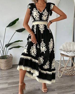 Casual Jurk V-Hals Met Print