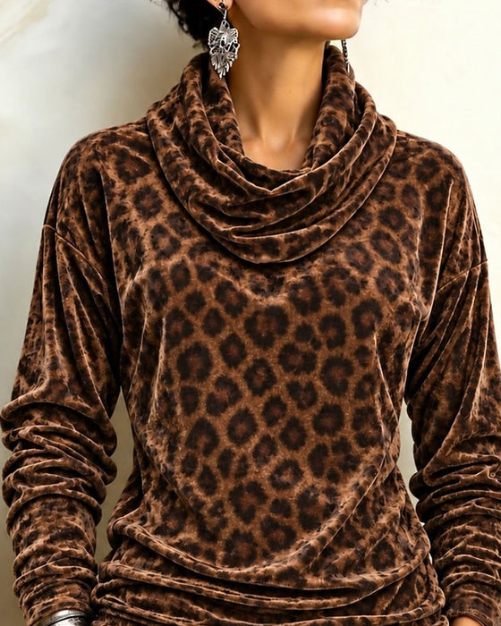 Top Luipaardprint Coltrui Fluweel Langemouw