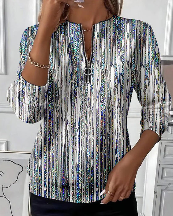Sweatshirt Abstract Verticale Streep Rits