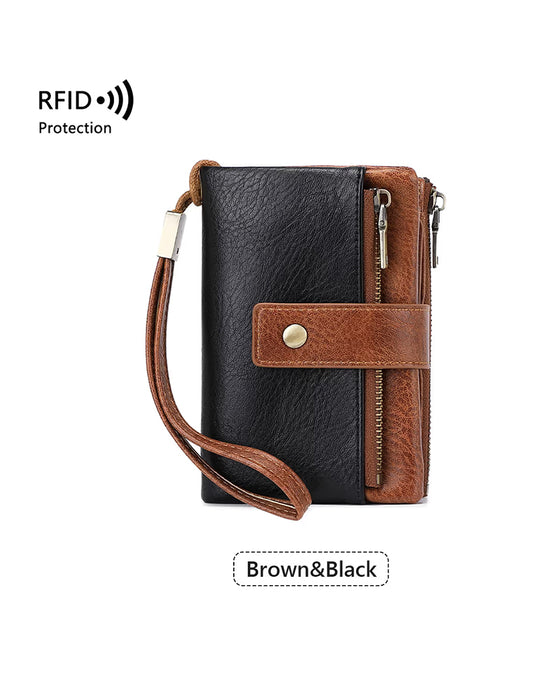 Dames lange portemonnee, stijlvolle clutch, elegante effen lederen portemonnee met RFID-blokkering👛