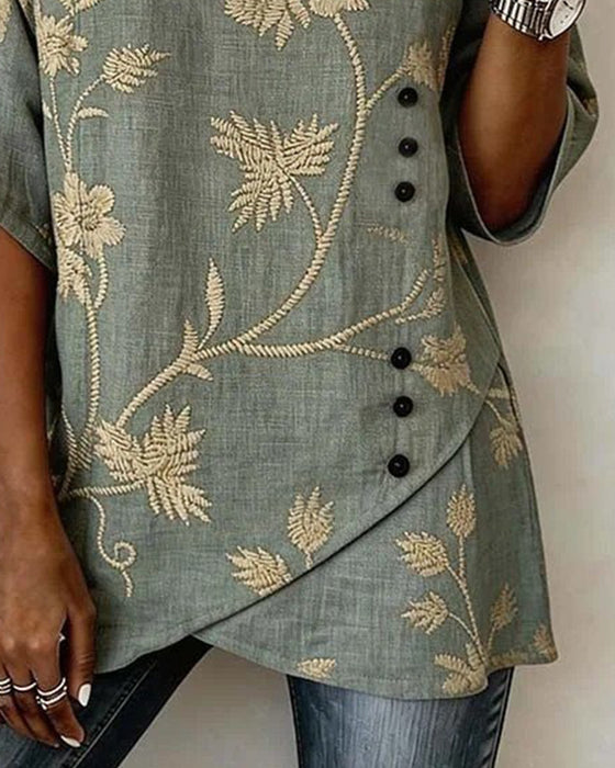Blouse Bloemen V-hals Casual