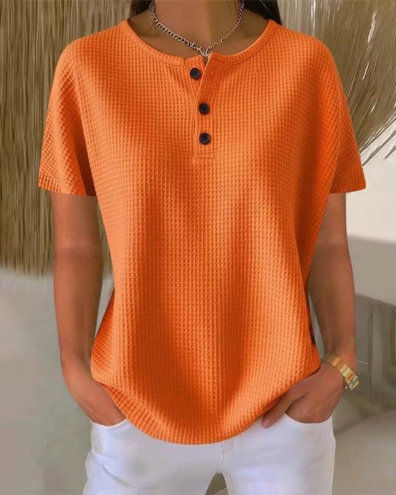 T-shirt Geknoopt V-hals Casual